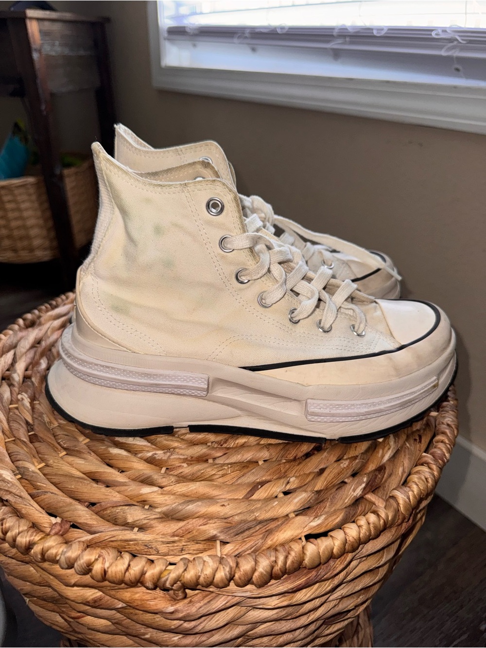 Platform High-Top Canvas Sneakers in Off-White women’s size 8